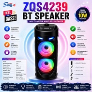 Zqs-4239 Outdoor Karaoke Speaker with RGB Light Bluetooth Wireless Speaker HiFi Stereo Sound System 