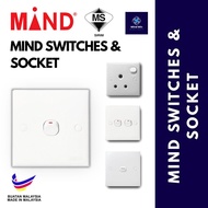 MIND SWITCHES SOCKET 13A/15A,1G/2G/3G/4G/5G, DP 20A With Neon, Bell Switch, Telephone Socket