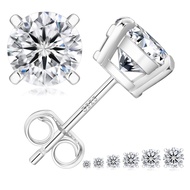 KRKC&CO Moissanite Studs Earrings Lab Created Diamond 14K White Gold Plated 925 Sterling Silver Earr
