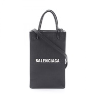 【二手】巴黎世家 (Balenciaga )迷你雙用手提包，帶手機袋，貨號 528655，黑色皮革，購物袋，手機袋，女士款，二手