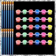 [I O J E] 6 Set Glow in the Dark Paint with Paint Brushes 6.7 X 0.8 X 0.8 Inch Bright Colors Acrylic