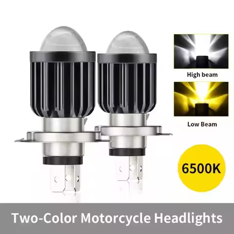 1/2pc H4 H6 BA20D LED Motorcycle Headlight Bulb Moto Spotlights CSP Lens White Yellow Hi Lo Lamp Sco