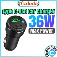 Mcdodo Car Charger Type C 36W Fast Charging Charger Type C Charger PD Charger Kereta Fon Cas