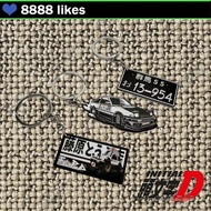 Initial D AE86 Car License Plate Keychain Simulation Alloy License Plate Keychain Cartoon Animation 