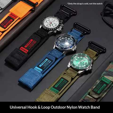 22mm Nylon Hook & Loop Watch Strap Compatible with Casio Luminox Breitling Citizen Timex Outdoor Spo