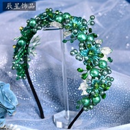 Hair Accessories Retro Birthday Party Headband Bride Hair Ornament CX603Green Pearl Alloy Chenxing H