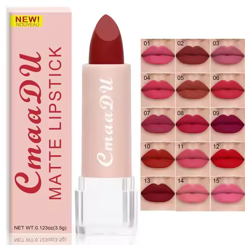 CmaaDu 15Color Pro 24HR Weightless Colour Matte Nude Velvet Liquid Rich Matte Finish Lipstick Lipglo