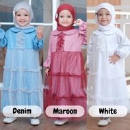Arabella Dress By Lilbi - Dres Muslim Kekinian - Dress Anak - Gamis Denim Terbaru
