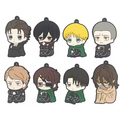 Attack on Titan Anime Erwin Smith Eren Levi Armin Arlert Hans Cute Rubber Keychain Toys Gift