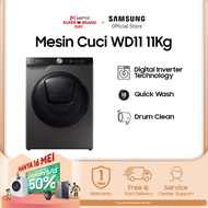 Samsung Mesin Cuci Front Load Washer + Dryer dengan Ecobubble™, 4-Sensor Kecerdasan AI Wash, Digital Inverter Teknologi, Auto Dispense, Mencuci lebih Cepat dan Kuat dalam 30menit, Garansi resmi, Samsung Official Store - WD11T754DBX/SE