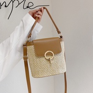 christy ng bucket Mini bucket bag 2021 New Style Messenger Straw Bag Handbag Woven Holiday Bag Ratta