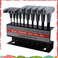 10PCS Imperial Hex Key T-Handle Set 3/32"-3/8" T-Handle Allen Wrench Set with Storage Rack for Autom