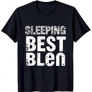 Vintage Black T-Shirt With 'Sleeping Best Blen' Text Neck