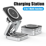 3 In 1 Foldable Magnetic Wireless Charger Stand For Phone 15, 14, 13 Pro/Max/Plus, Headset 3/2 Stati