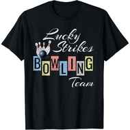 Funny Bowling Team Shirt Lucky Strikes Fun Bowler League Tee Fashion Tops for Boys and Girls Distro 