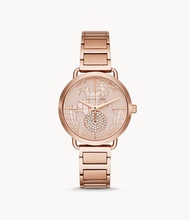 Michael Kors Womens Portia Multifunction Rose Gold-Tone Stainless Steel Watch