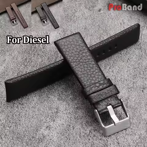 18/22/24/26/27/28/30/32mm Genuine Leather Watch Band for Diesel Dz7313 Dz7322 7257 4323 Litchi Grain