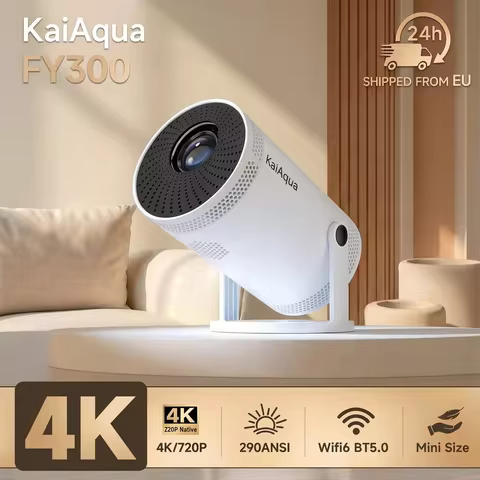 KaiAqua Projector 4K Android 11 FY300 Pro Wifi6 260ANSI Allwinner H713 BT5.0 1080P 1280*720P Cinema 