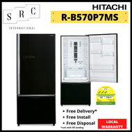 Hitachi R-B570P7MS Bottom Freezer Refrigerator 470L (Gift: Vacuum Container Set)