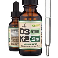 Vitamin D3 K2 5,000 IU Liquid Drops (5,000 IU of D3 and 200mcg of 99.9% All-Trans Patented K2 MK-7 (