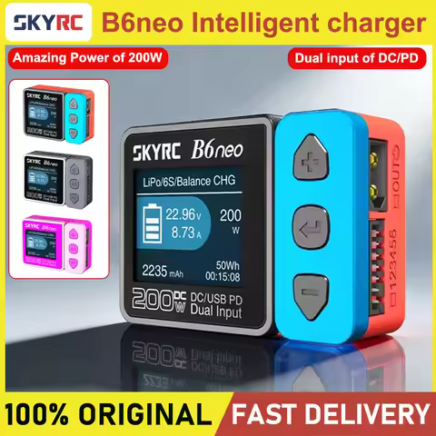 SKYRC B6neo Charger XT60/PD Dual DC Inputs 200W Charging Power SK-100198 For RC Car Model Aircraft B