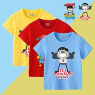 100% Cotton Children's short sleeve shirt Cartoon Aumsum shirt Kids Tops Premium Quality Soft Crewne