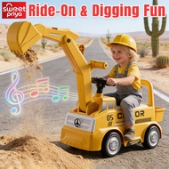 Kids Ride On Excavator Digger Toy 4 Wheels Sliding Walker Car Sand Play Outdoor Activities Kereta Ma