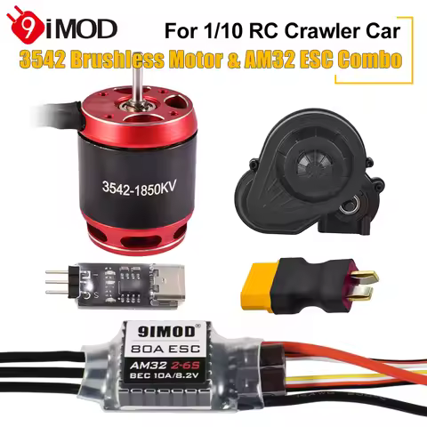 9IMOD RC Brushless Combo AM32 80A ESC 3542 1850KV/2250KV Brushless Motor Gearbox for Axial SCX10 RC 