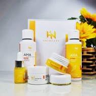 HN Skincare Flek Booster 2 Paket 5In1 (AHA Toner + AHA Cleanser + Day Cream AHA + Glowing Soft Cream
