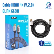 Cable HDMI 4K (V.2.0) M/M (1.8M) GLINK GL201 Braided