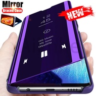 For Samsung Galaxy A12 5G A13 A23 A33 A53 A73 A21s A22 A20 A30 A30s A31 Phone Cover Leather Flip Casing Luxury Slim Clear View Mirror Surface Smart Phone Case