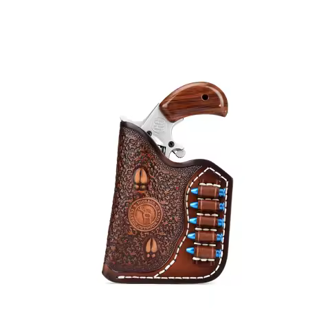 Tourbon Hunting Leather Holster for NAA Mini Revolver Pistol Waist Pouch Handgun Holder w/ 5 Ammo Sl