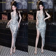 SIZE>60KG KIM SA BODY DRESS WITH HANGING STONE