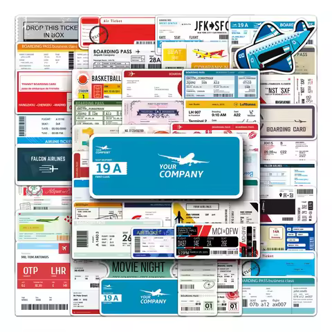 10/30/52PCS Boarding Pass Airline Ticket Stickers Collection Decoration DIY Laptop Notebook Luggage 