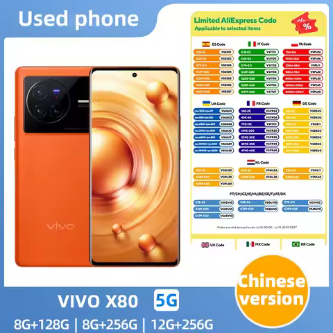 Vivo X80 Mobile Phone 6.78" AMOLED 120HZ 80W Charger 4500mAh Dimensity 9000 Face ID Screen Fingerpri