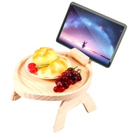 Sofa Arm Tray Table Solid Wood Couch Arm Tray Table with 360° Rotating Phone Holder Space Saving Cou