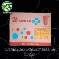 Gelas Plastik Cup Oval Merk Merak Plus 16 Oz 18 Oz 22 Oz 8 G