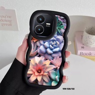 Case hp Vivo Y22 Y22S Y22T Y35 Y17S Y16 Y56 5G Y02S New Macaron Candy Color Silicone Casing Flowers 