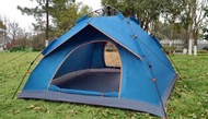全城熱賣 - 踏險者戶外帳篷全自動速開露營沙灘野外帳篷（藍色）（3-4人彈壓假雙層自動帳篷）
