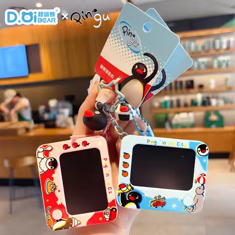 Doi Bear Qingu Authorized Pingu Penguin Doodle Drawing Board Keychain Portable Lcd Writing Board Bac