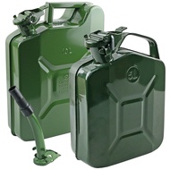 Green Steel Jerry 1.3/2.6 Gallon 5L/10L Can w/Pouring Spout Fuel/Petrol Jerry Tank 4x4