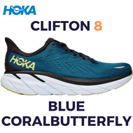 รองเท้าวิ่ง Hoka Men’s Clifton 8 Blue CoralButterfly Size40-45 รองเท้าผ้าใบผู้ชาย รองเท้าผ้าใบผู้หญิง รองเท้าวิ่งชาย รองเท้าวิ่งหญิง รองเท้ากีฬา รองเท้าออกกำลังกาย