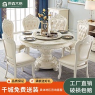 superior productsEuropean-Style Dining Tables and Chairs Set round Table with Turntable Solid Wood Marble Dining-Table r