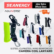 Aquaverse Coil Lanyard with Stainless Steel Clip Camera Lanyard Spring Lanyard for Scuba Diving
