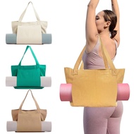 SPATT Travel Multifunction Large Capacity Yoga Pilates Mat Bag Gym Bag Basic Canvas Tote With Yoga Mat Holder