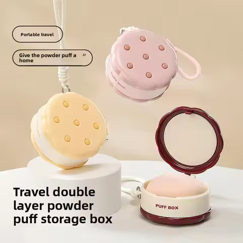 Double-layer Powder Puff Storage Box, High Appearance Value, Portable, Lightweight, Jewelry, Earring