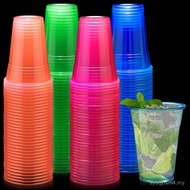 LemonRoad 50 Pack Blacklight Party Glow Cups 16 oz Plastic Neon Cups Disposable Glow in the Dark for