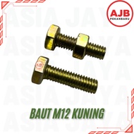 (PCS BOLT + NUT) M12 YELLOW BOLT MILI BOLT 12 KEY 17MM