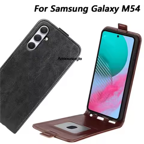 fold vertical flip case guard protect on for samsung galaxy m54 5g 6.7" cover soft pu leather case f