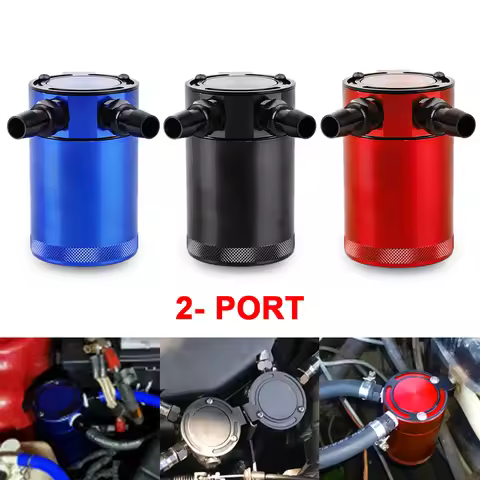 Universal 300ml Oil Catch Can Compact Baffled 2-Port Aluminum Reservoir Oil Catch Tank Fuel Tank Two